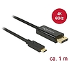 Delock Kábel USB Type-C csatlakozó  Displayport csatlakozó (DP váltakozó mód) 4K 60 Hz, 1 m, fekete (85255)