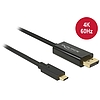 Delock Kábel USB Type-C csatlakozó  Displayport csatlakozó (DP váltakozó mód) 4K 60 Hz, 2 m (85256)