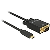 Delock Kábel USB Type-C csatlakozó  VGA csatlakozó (DP váltakozó mód) Full HD 1080p,1 m, fekete (85261)