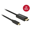 Delock Kábel USB Type-C csatlakozódugó  HDMI csatlakozódugó (DP váltakozó) 4K 60 Hz,3 m,fekete (85292)