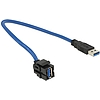 Delock Keystone module USB 3.0 A female  USB 3.0 A male 250 with cable (86375)