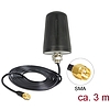 Delock LoRa Antenna 868 MHz SMA Plug 0 dBi omnidirectional (RG-174, 3 m) roof mount outdoor black (89533)