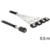 Delock Mini SAS HD x 4 SFF 8643 apa  4 x SATA 7 Pin anya kábel, 0,5 m (83392)