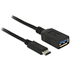 Delock nagy sebességű adapter USB (USB 3.1, Gen 1) USB C típus apa  USB A típus anya 15 cm fekete (65634)