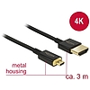 Delock Nagysebességű HDMI-kábel Ethernettel - HDMI-A-csatlakozódugó  HDMI Micro-D-csatlakozódugó, 3 (84784)