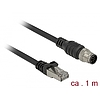 Delock RJ45 csatlakozót és M12 csatlakozót összekötő kábel 8 tűs A kódolt Cat.5e SFTP 1 m hosszú (84922)