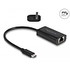 Delock Szürke USB Type-C adapter tápellátó portos Gigabit LAN-hez 100 watt (61026)