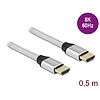 Delock Ultra nagy sebességű HDMI kábel 48 Gbps 8K 60 Hz ezüst 0,5 m tanúsítvánnyal (85365)