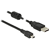 Delock USB 2.0-s kábel A-típusú csatlakozódugóval  USB 2.0 Mini-B csatlakozódugóval, 0,5 m, fekete (84911)