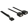 Delock USB kábel tűfejes anya  2 x USB 2.0 A-típusú anya 40 cm (83823)