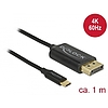 Delock USB Type-C koax kábel DisplayPort-hoz (DP Alt Mode) 4K 60 Hz 1 m (83709)