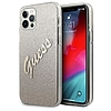 Guess GUHCP12LPCUGLSGO iPhone 12 Pro Max 6,7" arany/arany keménytokos Glitter Gradient Script