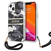 Guess GUHCP13MKCABBK iPhone 13 6.1" fekete/fekete keménytokos Camo Strap Collection