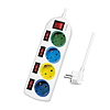 Logilink Outlet Strip, 4 safety sockets, w/switch for each socket, multicolor (LPS257)