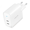 Logilink USB fali töltő, GaN, 2 portos, 2x USB-CF, 65 W, PD-vel, fehér (PA0283)