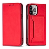 Magnet Card Case tok iPhone 14 Pro Max flip cover pénztárca állványhoz piros