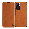 Nillkin Qin Case Case Xiaomi Redmi Note 11T 5G / Note 11S 5G / Note 11 5G (Kína) / Poco M4 Pro 5G kameravédő tok tok Flip Cover Barna