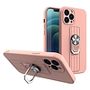 Ring Case szilikon tok ujjfogással és állvánnyal iPhone 12 Pro pinkhez